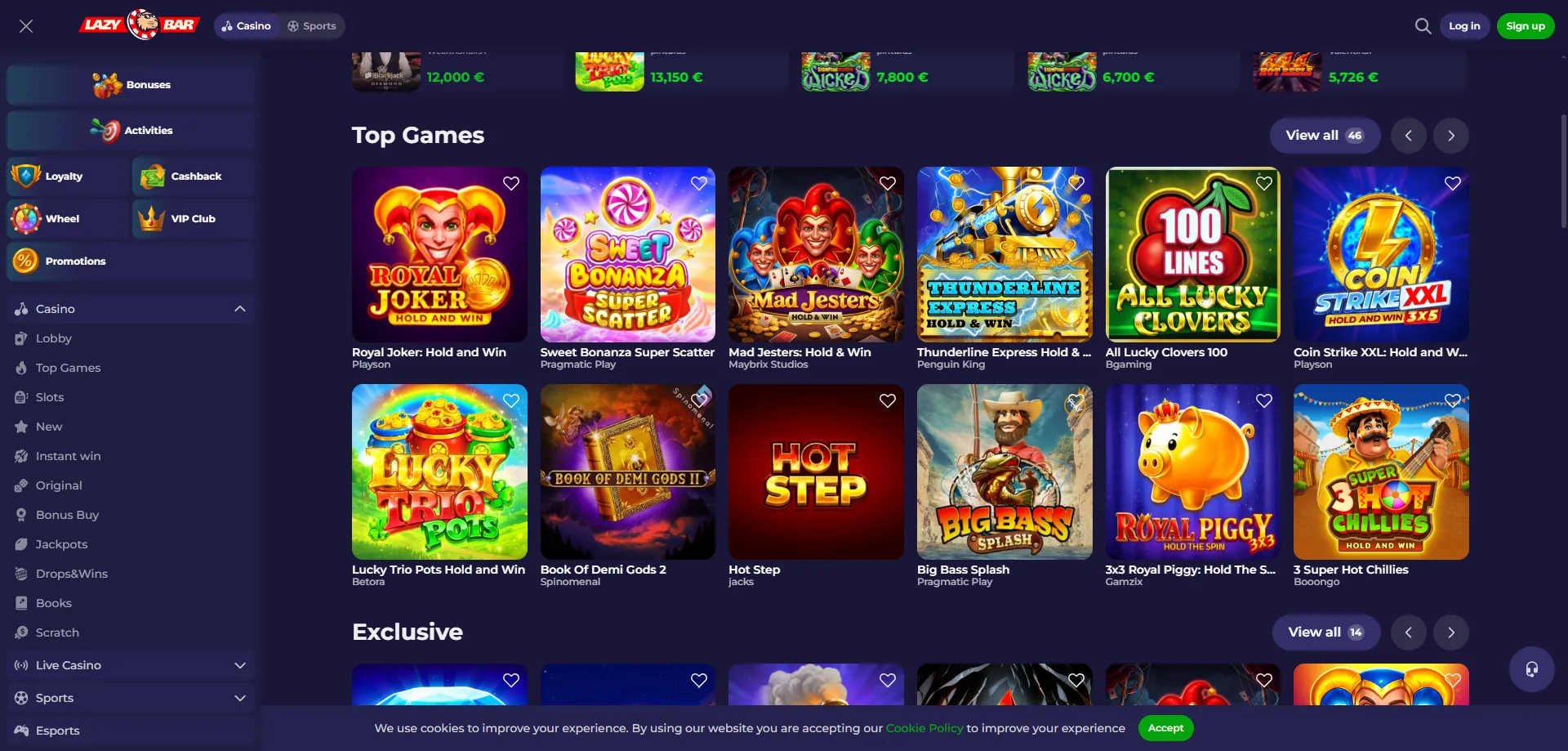 Lazybar Casino slot online — migliori giochi e RTP alti