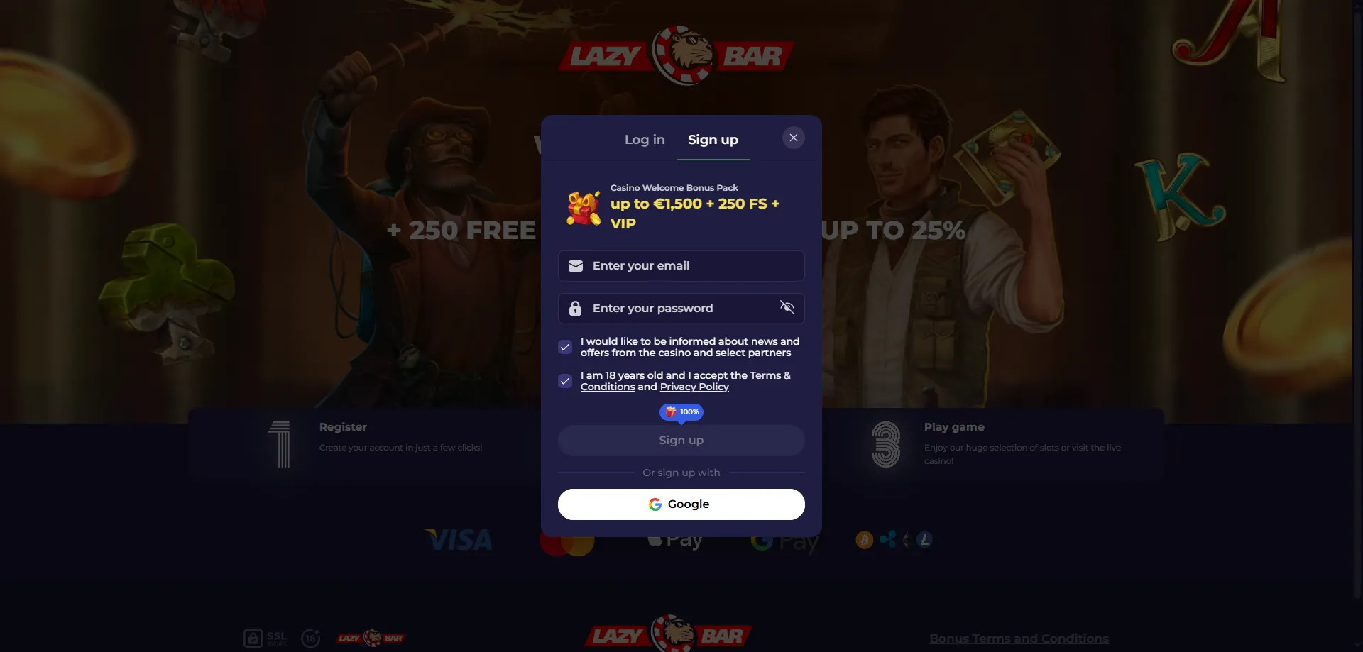 Lazybar Casino registrazione rapida — crea account in pochi minuti
